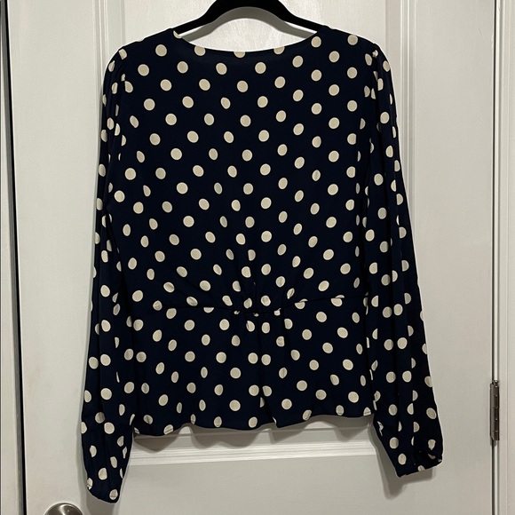 J. Crew Long Sleeve Peplum Polka Dot Top Sz 12 - Picture 6 of 7